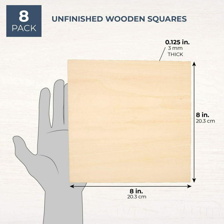 8-Pack Square Basswood Plywood Thin Sheets for Wood Burning 8 Inches