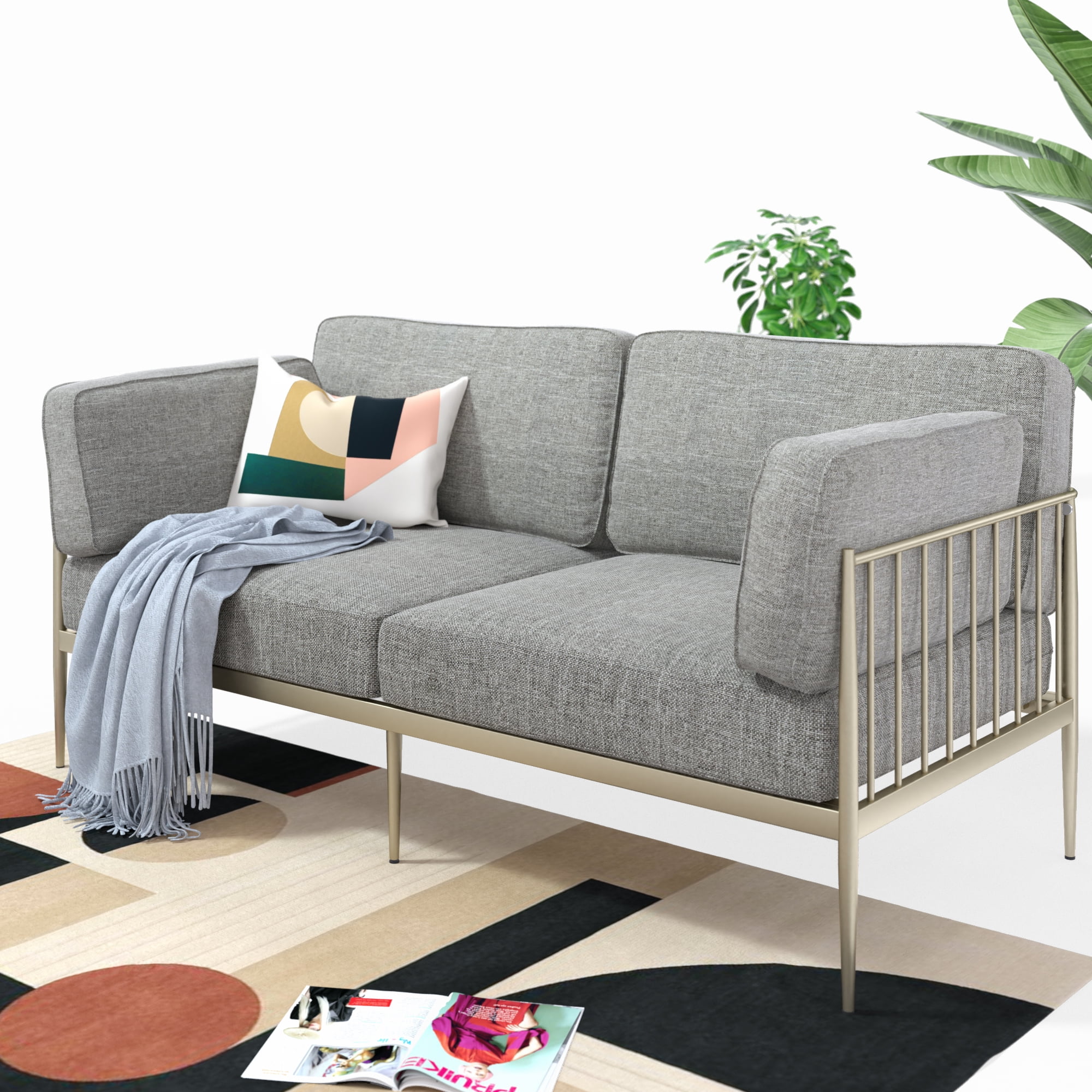 Zinus Janelle Gold Metal Sofa Gray, What Does Sofas Mean In Nutrition