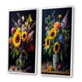 thumbnail image 3 of Designart "Wildflowers Bouquet with Sunflowers in Bloom I" Sunflower Framed Wall Art Set Of 2 - Traditional Yellow Gallery Wall Frame Set For Home Decor, 3 of 6