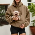 thumbnail image 2 of Gaexia Hoodie With Dog Pouch Cat Pouch Sherpa Hoodie Long Sleeve Kitten Puppy Holder Hoodies Front Large Pouch Pet Carrier Sweatshirt,Khaki,M, 2 of 8