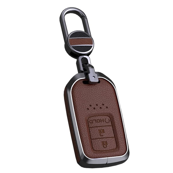 3-button Key Fob Protector Leather Key Cover Metal Key Shell Light Key Bag Fit for Honda Spirior Elysion Fit City