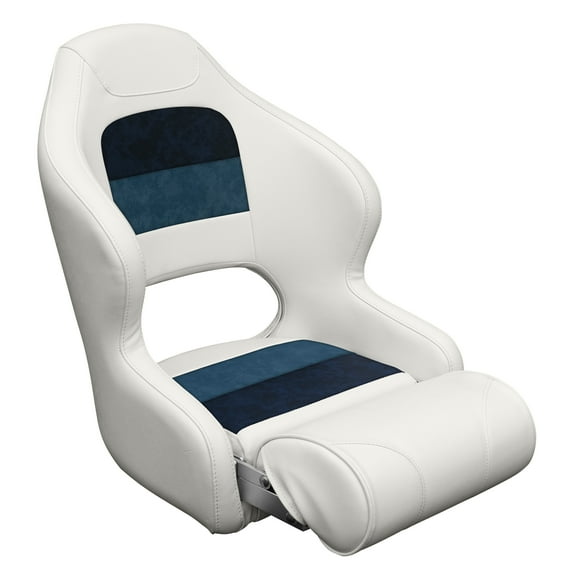 Wise 8WD3315-1008 Deluxe Series Pontoon Bucket Seat with Flip Up Bolster - White / Navy / Blue