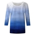 thumbnail image 4 of WEAIXIMIUNG T-Shirts pour Femmes Coupe Ample Graphique Confortable T-Shirts pour Femmes Hauts d'Été Col Rond Manches Trois-Quarts Blouse Imprimée Florale Confortable, 4 of 4