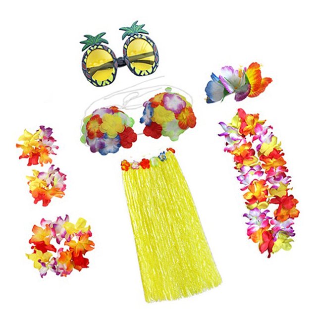 Sonducket Conjunto de de hierba hawaiana, faldas largas, decoración de vestido, suministros para fiestas, vestido de baile, accesorio de disfraz Prendas para la parte inferior del cuerpo tipo 24 Sonducket AP007833-24