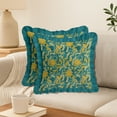 thumbnail image 2 of Vargottam Floral Design, Decorative Cushion Covers 18x18 - 100% Cotton Twill Set of 2 with Ruffle Edges, Farmhouse Print, Concealed Zipper Closure, No Fillers, 2 of 6