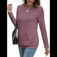 thumbnail image 1 of Camisas de Larga para Mujer, Túnicas, Blusas Holgadas, Elegantes, Cuello Redondo, Suéteres Básicos. Gris Rosado Pálido XL, 1 of 10