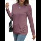 thumbnail image 1 of Camisas de Larga para Mujer, Túnicas, Blusas Holgadas, Elegantes, Cuello Redondo, Suéteres Básicos. Gris Rosado Pálido XL, 1 of 10