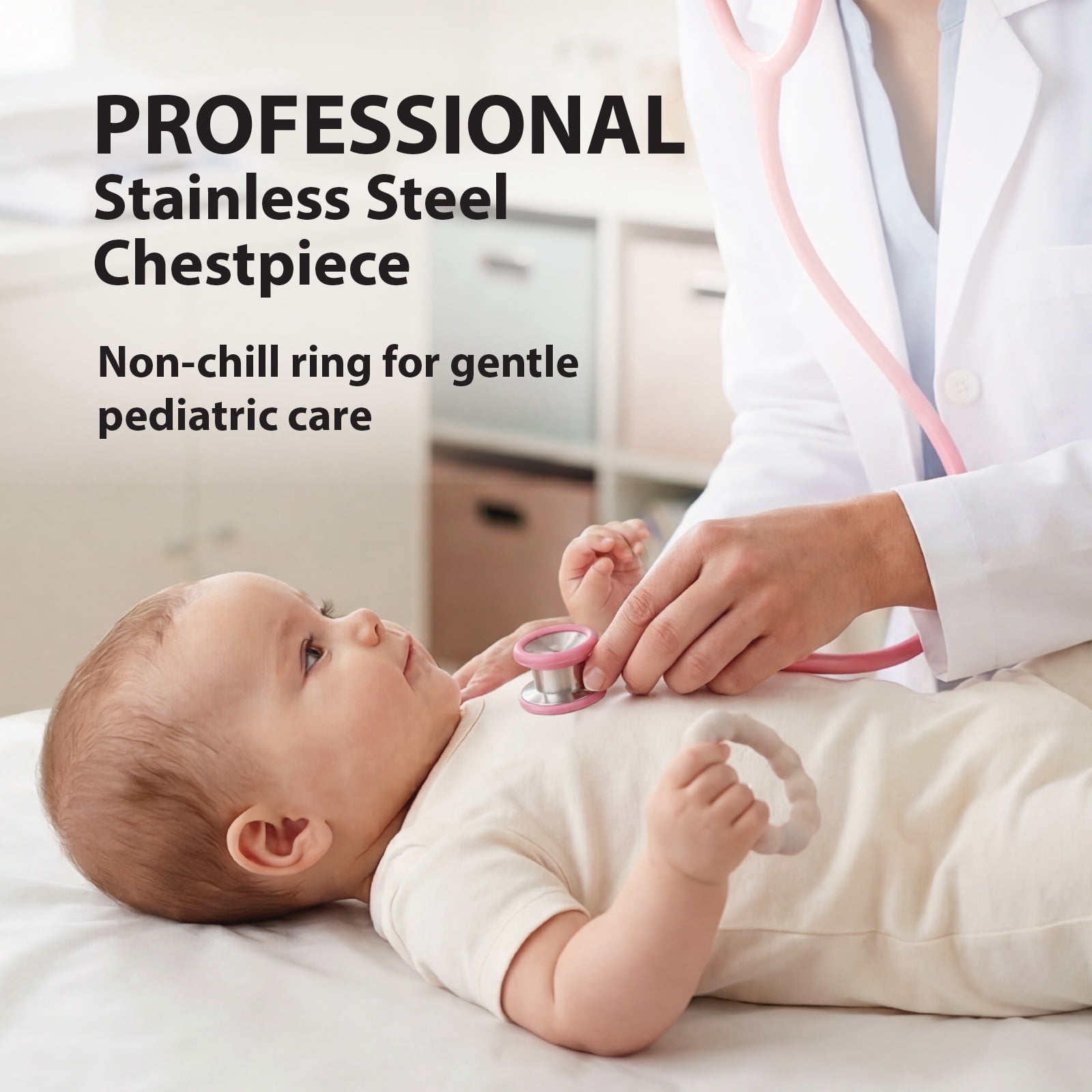 Veridian 05-10710 Pinnacle Series Stainless Steel Infant Stethoscope, Pink