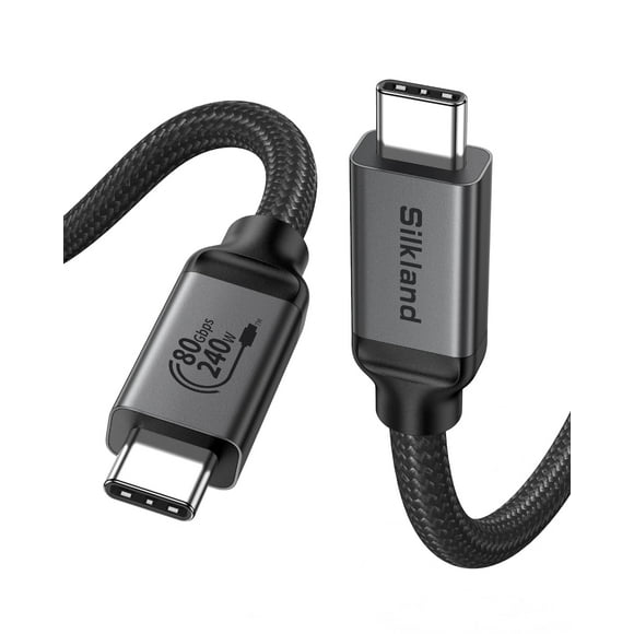 Silkland 80Gbps USB 4 for Thunderbolt 5 Cable 10FT/3M, up to 120Gbps Bandwidth for Dual 8K, 240W PD 3.1 Charging, Braided USB C Video Cable Compatibl