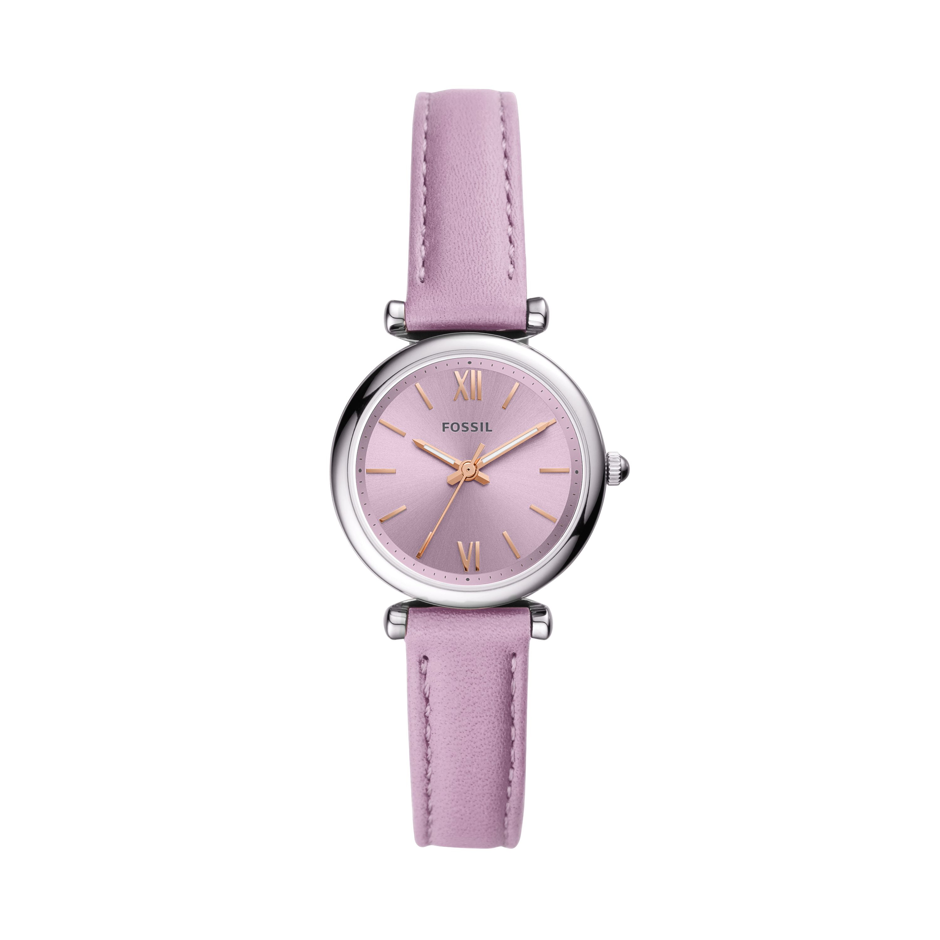 Carlie Mini Three-Hand Purple Leather 