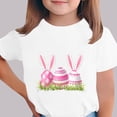 thumbnail image 2 of SERTG Girls Easter Bunny Print Short Sleeve T Shirt Soft Breathable Crew Neck Tee Casual Regular Fit Lightweight Comfortable Fashion Top Cute Easter Holiday T Shirt(White,3-4Years), 2 of 5