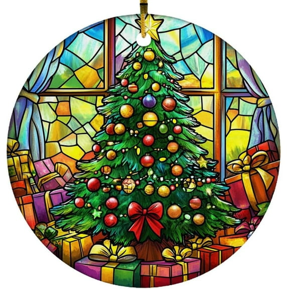 Christmas Tree Stained Glass Ornaments, Christmas Tree Ornament,Christmas Tree Christmas Tree Ornament, Christmas Tree Xmas Decorations deptG7