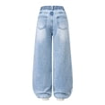 thumbnail image 4 of Kiijoy Girls Ripped Wide Leg Jeans Distressed Streetwear Denim Pants, Blue, Sizes 5-16, 4 of 7