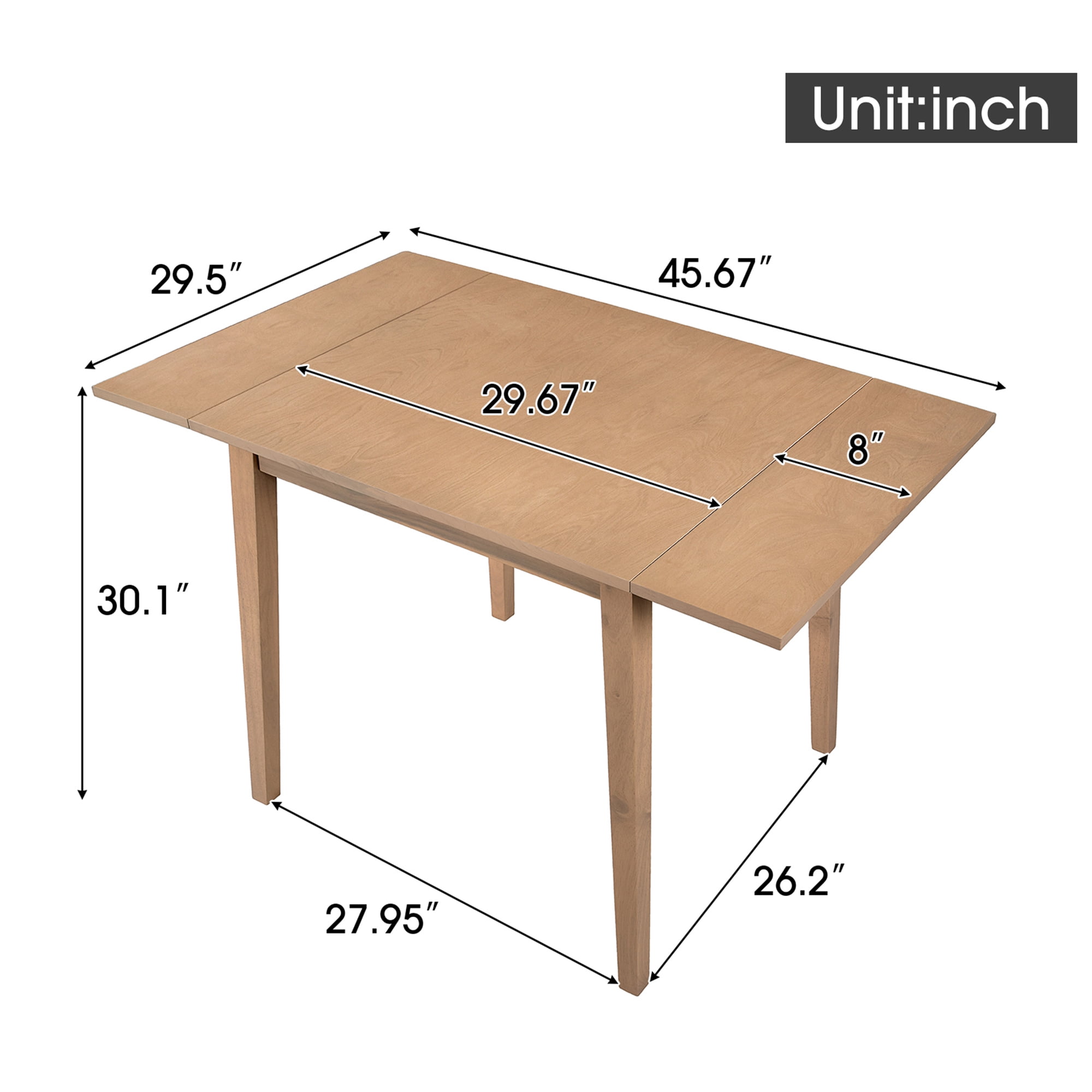 Euroco 29"- 45" Extendable Dining Table for 4, Folding Kitchen Table with Wood Legs for Kitchen, Dining Room,Living Room,Small Spaces,Natural