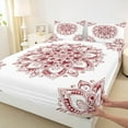 thumbnail image 3 of jejeloiu Vintage Hippie Boho Queen Sheet Sets,Retro Aesthetic Paisley Flat Sheet,Red White Queen Fitted Sheet For Girl Boys,Microfiber Bedroom Decor,4 Pieces, 3 of 7
