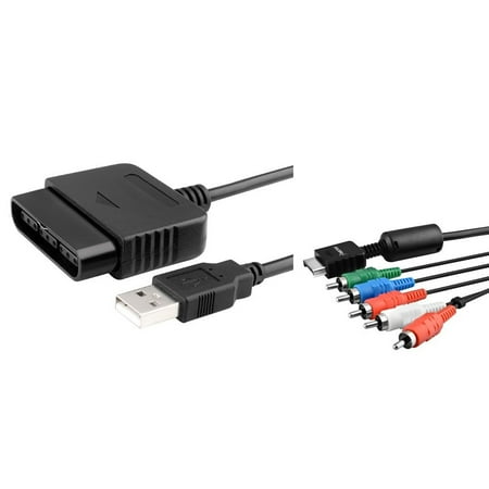 Insten PS3 Controller Adapter+Component AV Cable For Sony PS3 Playstation 3 (2-in-1 Accessory Bundle)