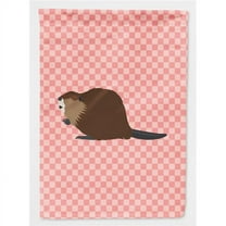 Caroline's Treasures BB7873GF Eurasian Beaver Pink Check Flag Garden Size , Small, multicolor