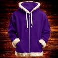 thumbnail image 5 of Christmas Outfits for Men Full Zip Hooded Jacket with White Faux Fur Trim Santa Claus Holiday Sweatshirt Coat (2XL, Purple), 5 of 5