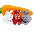 thumbnail image 5 of Sunjoy Tech 1/4Pcs Easter Ornament Adorable Cartoon Design Comfortable Touch Three Rabbits Carrot Wallets Bag Shape Doll Toy Decoration Home Decor, 5 of 8
