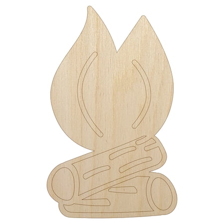 Camp Fire Doodle Wood Shape Unfinished Piece Cutout Craft DIY Projects - 4.70 Inch Size - 1/8 Inch Thick