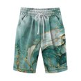 thumbnail image 4 of NAFUU Womens Summer Bermuda Shorts Casual Elastic Waist High Waisted Textured Print Short Pants With Pockets And Drawstring Loose Fit Shorts For Women, 4 of 4