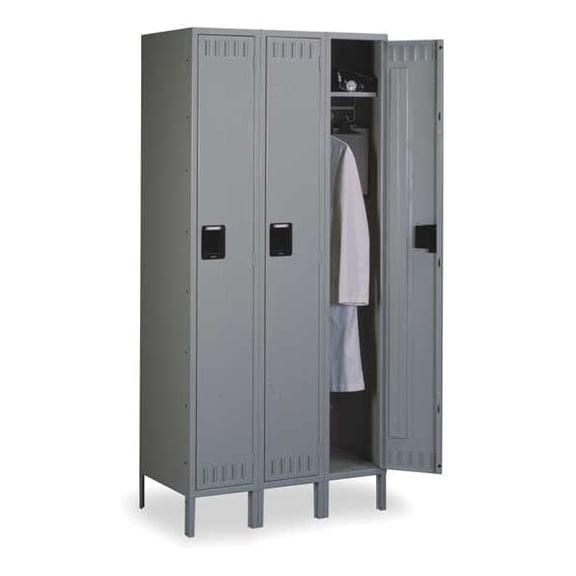 Wardrobe Locker, 45 in W, 18 in D, 78 in H, (1) Tier, (3) Wide, Gray