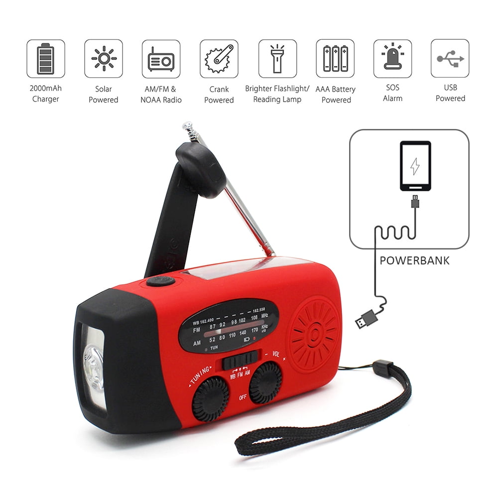 Hand Crank Emergency Radio Weather Alert Radio AM/FM/WB Alert Solar