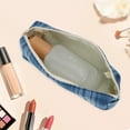 thumbnail image 5 of Unique Bargains 1 Pc Plaid Retro Style Drawstring Makeup Bag for Vacation Blue Cotton, 5 of 6