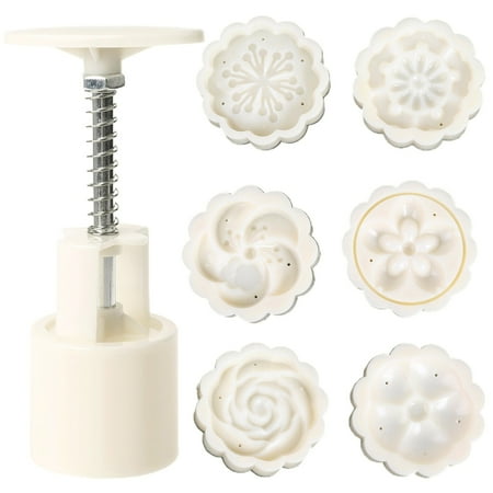 

6 Rose Flower Stamps Moon Cake Decor Mould Round Mooncake Mold Tool 50g DIY