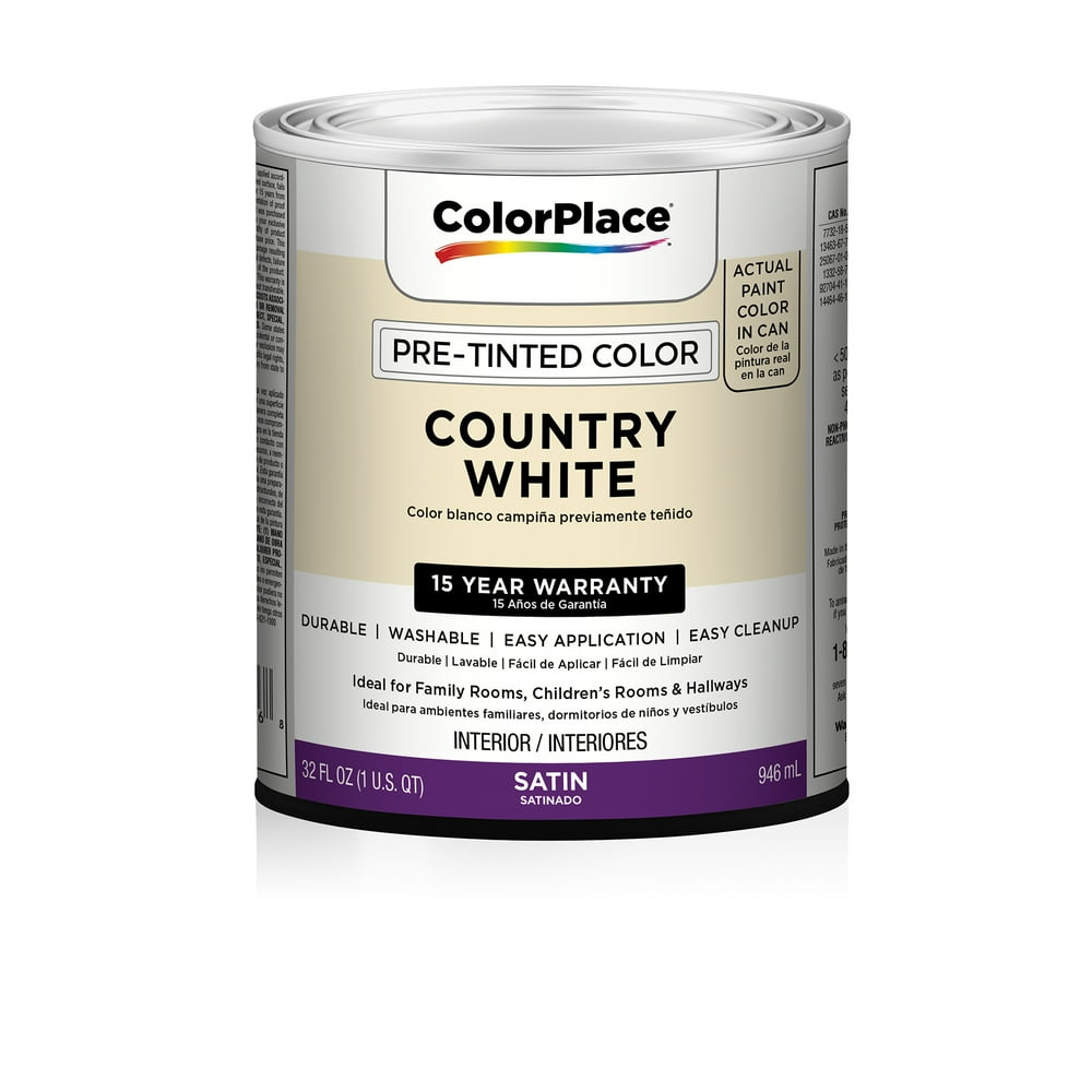 ColorPlace Pre-Tinted Satin Interior Paint, Country White, 32 Fl. Oz