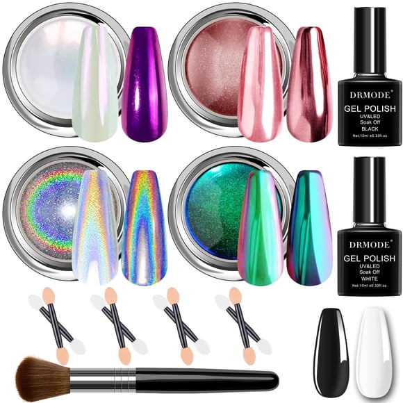 Polvo de uñas cromado DRMODE White Pearl Unicorn iridiscente