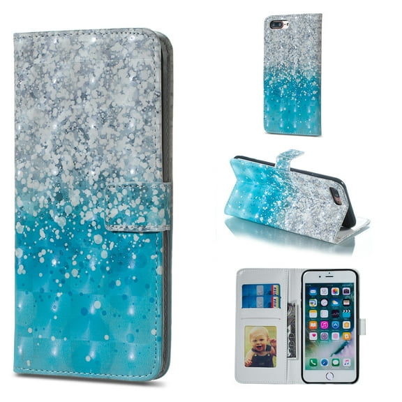 iPhone 7 Plus Case Wallet, iPhone 8 Plus Case, Allytech PU Leather Protective Cover & Credit Card Slots Pocket, Support Kickstand Slim Case for Apple iPhone 7 Plus 8 Plus (Sliver Sand)