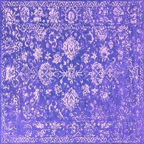 Ahgly Company Indoor Square Persian Purple Bohemian Area Rugs, 4' Square