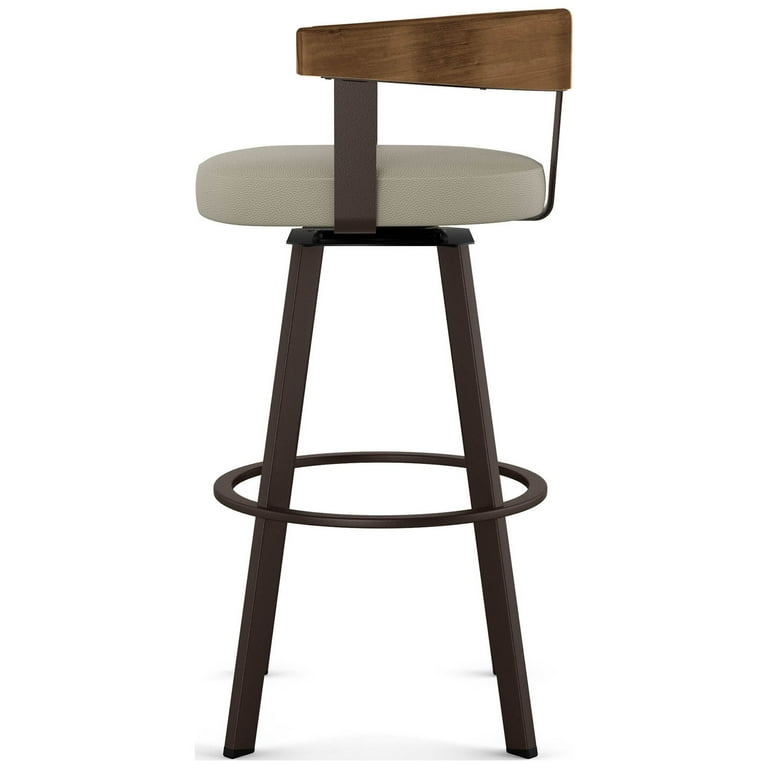 Amisco Lars 26 In. Counter Stool Greige Faux Leather Brown