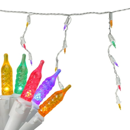Brite Star 70ct M5 LED Icicle Lights Multi-Color – 10' White Wire