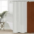 thumbnail image 2 of Boho Brown Leather Texture Shower Curtains for Bathroom Waterproof Fabric Bath Curtains Decor Bath Tub Curtain Modern Black Striped Decorative Shower Curtain Sets with 12 Hooks, 72x72 Inch, 2 of 6
