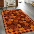 thumbnail image 4 of 4x6 Area Rugs, Orange Maple Leaves Fall Non-Skid Rubber Backing Large Rectangle Rugs - Living Room Bedroom Home Office, Thanksgiving Orange Buffalo Plaid Indoor Floor Mat Carpets Washable Rug, 4 of 9
