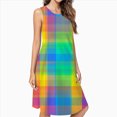 thumbnail image 2 of Colorful Plaid Pattern Dress Elegant Party Dresses Evening Dresses Women Dress Sleeveless Dress Ladies Dresses, 2 of 4