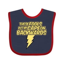 Inktastic These Fools Put My Cape on Backwards® Bolt Yellow Boys or Girls Baby Bib