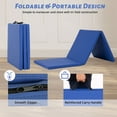 thumbnail image 6 of CL.HPAHKL Folding Gymnastics Mats, 6' x 2' Gymnastics Tumbling Mats with Carrying Handles Folding Exercise Mat 2 Inch Thick PU Leather Cheer Mats for Aerobics Yoga Stretching, Kid Play, Blue, 6 of 7