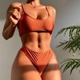 thumbnail image 2 of Conjunto de bikini de moda para mujer Traje de baño de dos piezas Tirantes de color sólido Traje de baño Ropa de playa Fridja  nalpqowj60243, 2 of 8