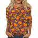 thumbnail image 1 of Camiseta informal de manga larga con estampado de fantasmas de Halloween para mujer: top festivo para las fiestas, 1 of 5