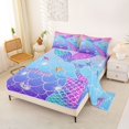 thumbnail image 2 of Castle Fairy Glitter Mermaid Tail Tile King Sheets 4pcs,Starfish Shell Pastel Scale Seamless Print Bedding,Pink Lavender,1 Fitted Sheet,1 Flat Sheet and 2 Pillowcases, 2 of 6