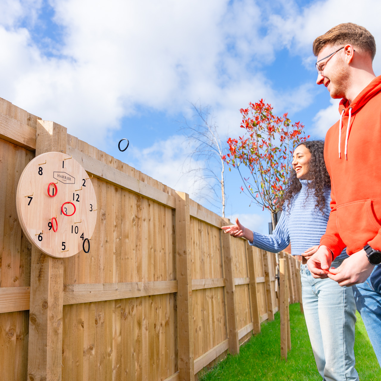 HARRIER Ring Toss Game Set | Indoor & Outdoor Wooden Board Game - Includes 12 Rubber Throwing Rings & Carry Bag