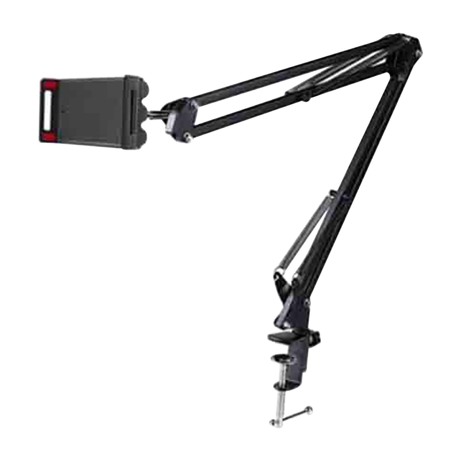 Phone Stand for Desk with Tablet Holder, Heavy-Duty Aluminum Alloy Adjustable Arm, 360-Degree Rotation for Bedroom Office Kitchen