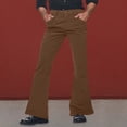 thumbnail image 2 of XAOFW Men's Casual Pants Retro Solid Color Elastic Waist Flared Pant Relaxed Fit Daily Wear Wide Leg Trousers Club Party Stylish Comfortable Slacks, 2 of 5