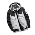 thumbnail image 2 of Puntoco Chaquetas Casuales Con Capucha Desmontable Y Manga Larga A Prueba De Viento De Terciopelo Grueso Con Cremallera Y Múltiples Bolsillos Con Bloques De Color Para Hombre, 2 of 3