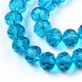 thumbnail image 3 of 10 Strand Glass Beads Strands Faceted Abacus Rondelle Deep Sky Blue 10x8mm Hole: 1mm about 60~61pcs/strand 46~48cm, 3 of 3