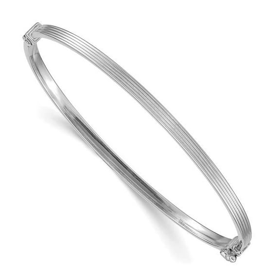 Primal Gold 14 Karat White Gold Polished Textured Hinged Bangle Bracelet