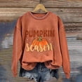 thumbnail image 2 of Xijirk Crewneck Pullover Sweatshirt Long Sleeve Oversized Fit Retro Pumpkin Season Letter Pumpkin Graphic Print for Fall Halloween and Daily Casual Wear,Orange,S, 2 of 4
